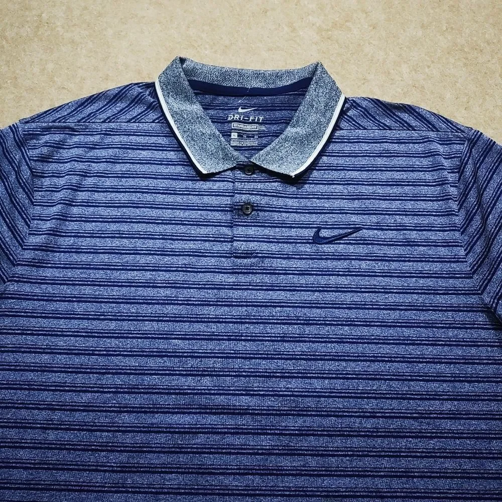 Nike Dri-Fit Blue Polo Classic Striped Shirt -U